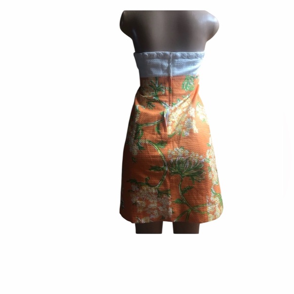 Lilly Pulitzer White Strapless Dress with Orange Floral Skirt - Picture 4 of 8